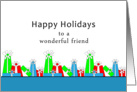 Friend Happy Holidays, Christmas Retro Presents card