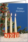 Joy Christmas Candle Card, Happy Holidays card