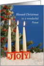 Priest, Blessed Christmas Card, Candles, Joy card