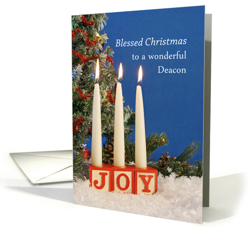 For Deacon-Diaconate-Blessed Christmas Greeting Card-Candles-Joy card