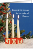 For Deacon-Diaconate-Blessed Christmas Greeting Card-Candles-Joy card