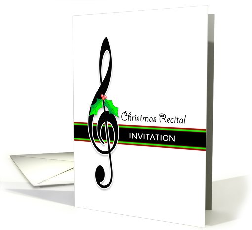 Christmas Recital Invitation, Upper Clef and Holly card (703079)