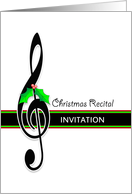 Christmas Recital Invitation, Upper Clef and Holly card