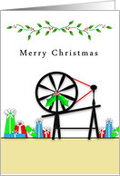 Christmas Spinning Wheel Card, Retro Presents card