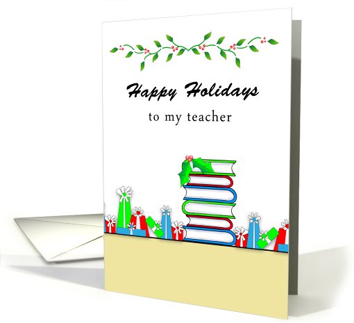 Teacher Christmas Retro Presents, Books card (704359)