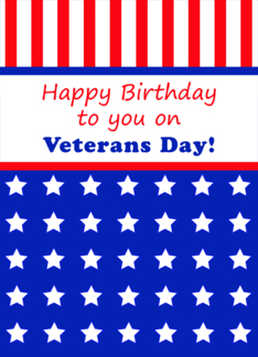 Veterans Day Birthday Greeting Card-Patriotic Stars and Stripes