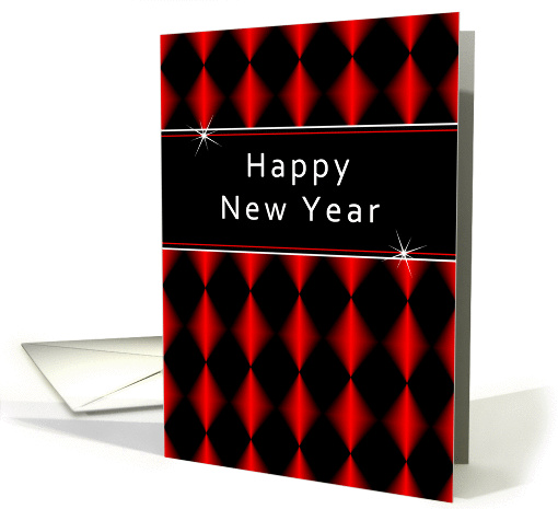 Happy New Year Greeting Card with Red, Black Diamonds card (706610)