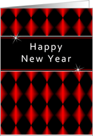 Happy New Year Greeting Card with Red, Black Diamonds card