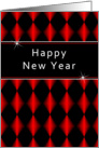 Happy New Year Greeting Card with Red, Black Diamonds card