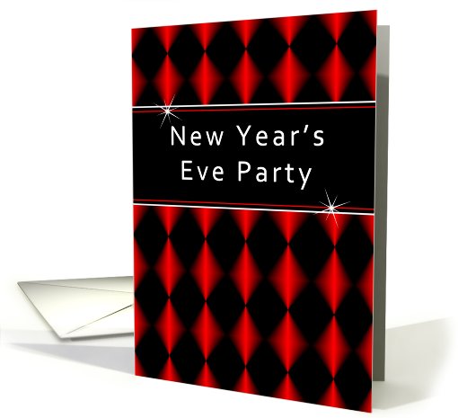 New Year's Eve Party Invitation, Red, Black Diamonds card (706612)