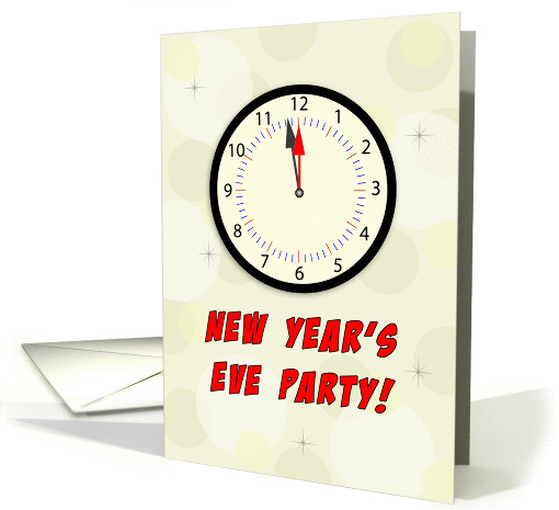 New Year's Eve Party Invitation, Clock, Red, Black card (706621)