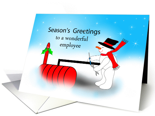 Employee Underground Fuel Tank Christmas Greeting Card-Snowman card