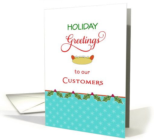 Hot Dog Meat Casing Christmas Card-Onions, Bun, Holiday Greetings card
