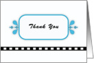 Thank You, Blue Flourish, Black Border card