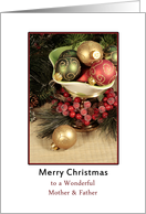 Mother & Father Christmas Card, Ornaments in Bowl card