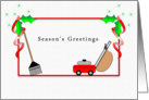 Grass Cutting Service Christmas Card, Season’s Greetings, Rake card