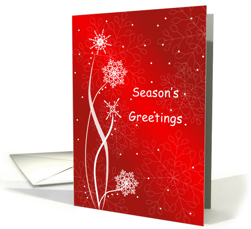 Christmas Card with Snowflakes-Red Background-Season's Greetings card
