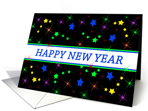 Happy New Year Greeting Card, Star Design Background card (714226)