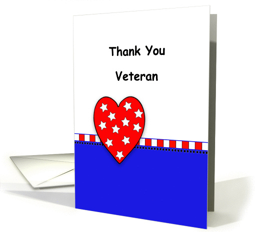 Veterans Day Thank You Card -Patriotic Heart-Appreciation card