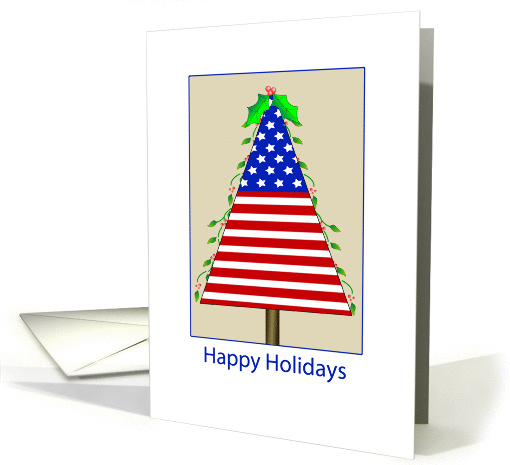 Business Patriotic Christmas Card -Christmas Tree, Happy Holidays card