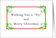 Fitness Christmas Card-Weights, Holly and Berry card