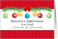 For Vendors & Supplier Christmas Card, Ornaments, Holiday Greetings card