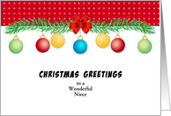 Christmas Greeting Card for Niece-Ornaments-Customizable Text card