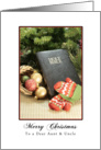 Aunt and Uncle Merry Christmas, Bible, Ornaments, Mittens card