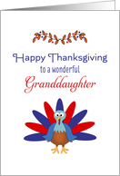 For Deployed Granddaughter Thanksgiving Card Patriotic Turkey card