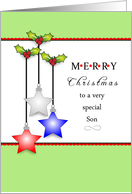 Deployed Son, Merry Christmas Greeting Card with Stars card