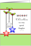 Deployed Daughter Christmas Greeting Card with Star Ornaments card