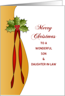 Son & Daughter in law, Christmas, Holly card