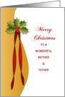 Mother & Father, Christmas Holly card
