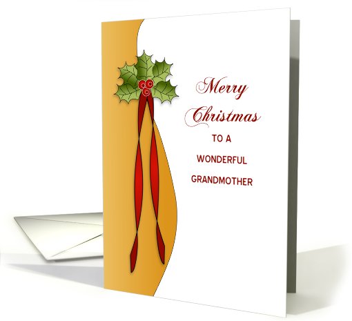 Grandmother, Merry Christmas Card with Holly card (722176)