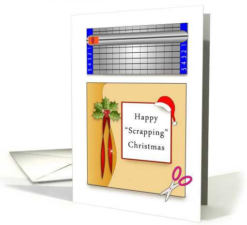 Scrapbook Themed Christmas Greeting Card, Scissors, Paper Trimmer card