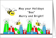 Honey Bee Christmas Greeting Card-Presents-Bumble Bee-Yellow-Black card