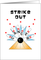 Strike Out Cancer Encouragement Greeting Card-Bowling Ball-Strike card