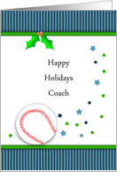 Christmas Card for Baseball Coach-Baseball-Happy Holidays-Star Design card