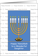 For Daughter Happy Hanukkah Greeting Card-Menorah Candles-Chanukah card