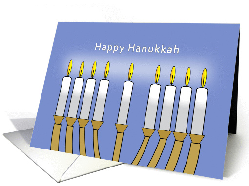 Happy Hanukkah Greeting Card Menorah Candles, Chanukah card (729523)