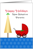 For New Adoptive Parents Christmas Card-Baby Stroller-Christmas Tree card