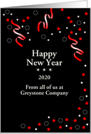 Business New Year Card with Customizable Text-Confetti-Stars card