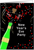 New Year’s Eve Party Invitation Greeting Card, Champagne-Streamers card