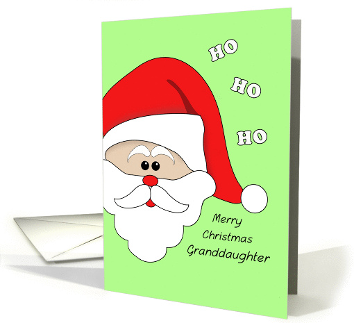 Merry Christmas Greeting Card for Granddaughter-Santa Claus Face card