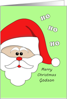 Merry Christmas Greeting Card for Godson-Santa Claus Face-Ho Ho Ho card