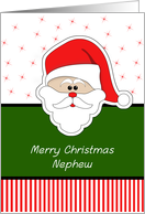 Merry Christmas Greeting Card for Nephew-Santa Claus Face card