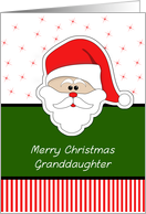 Merry Christmas Greeting Card for Granddaughter-Santa Claus Face card
