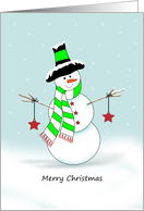Merry Christmas Snowman with Stars card