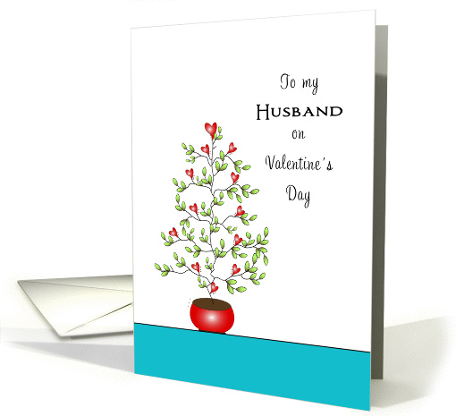 For Husband Valentine's Day Greeting Card-Tree in Pot with Hearts card