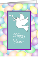 Religious Easter Card with White Dove and Easter Eggs card
